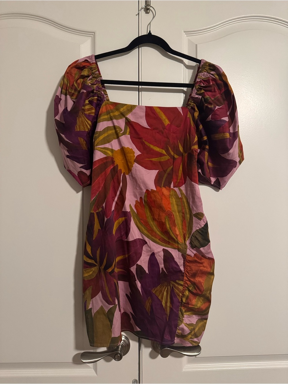 Farm Rio Floral Puff-Sleeve Mini Dress